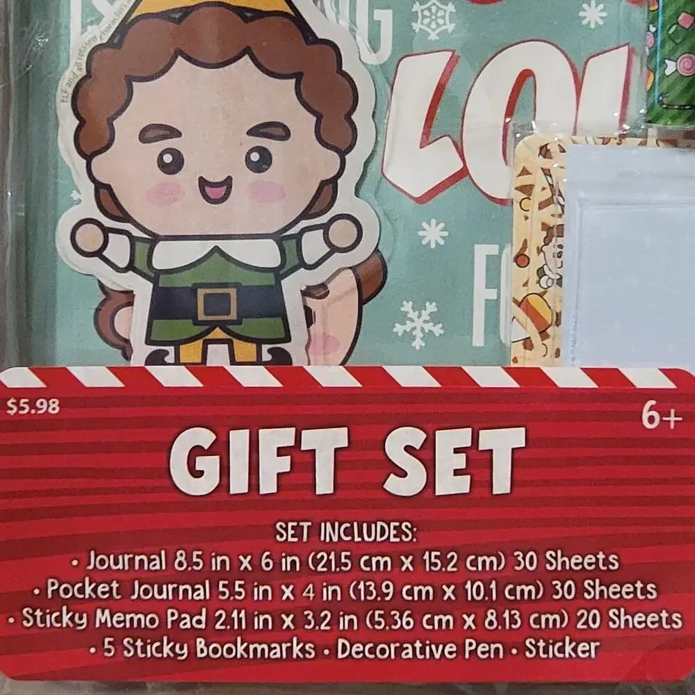 Elf Stationery Gift Set Buddy Christmas Journal Pen Sticky Bookmark Sticker Gift